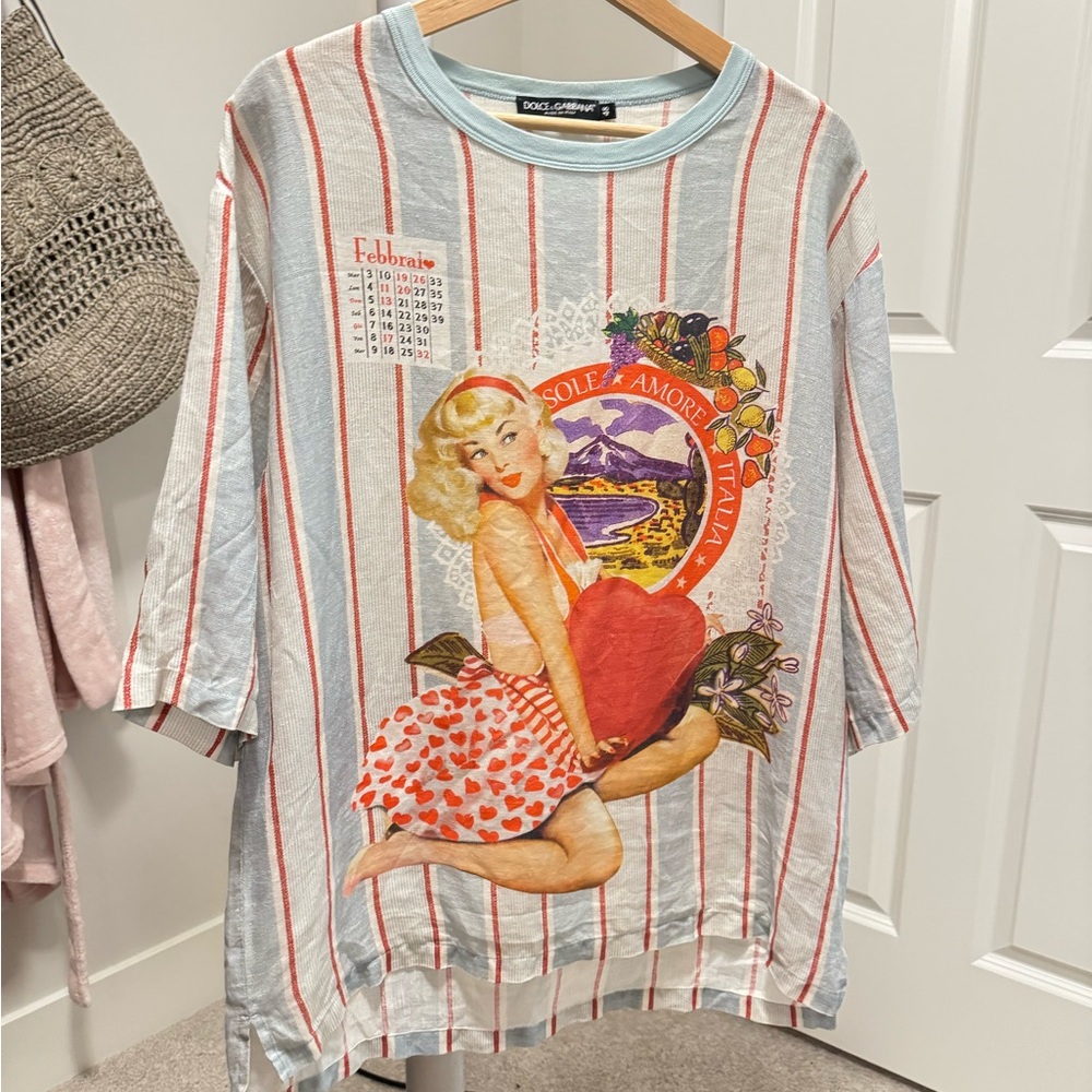 Dolce & Gabbana Blue and Red Striped T-Shirt